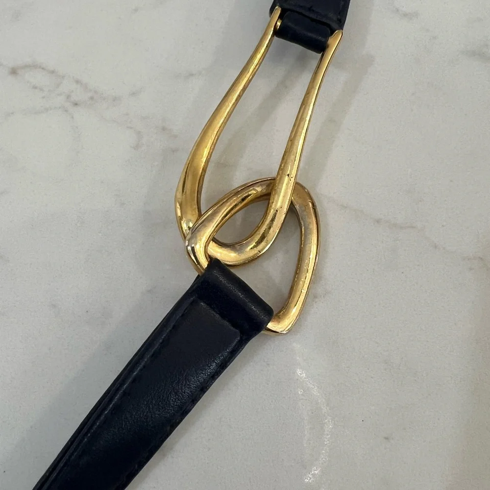 Vintage Jennifer Moore Navy leather Crossbody Bag
